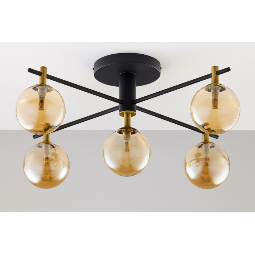 Jupiter 2032 - Surface-mounted chandelier FIGARO 5xG9/10W/230V black/gold/beige