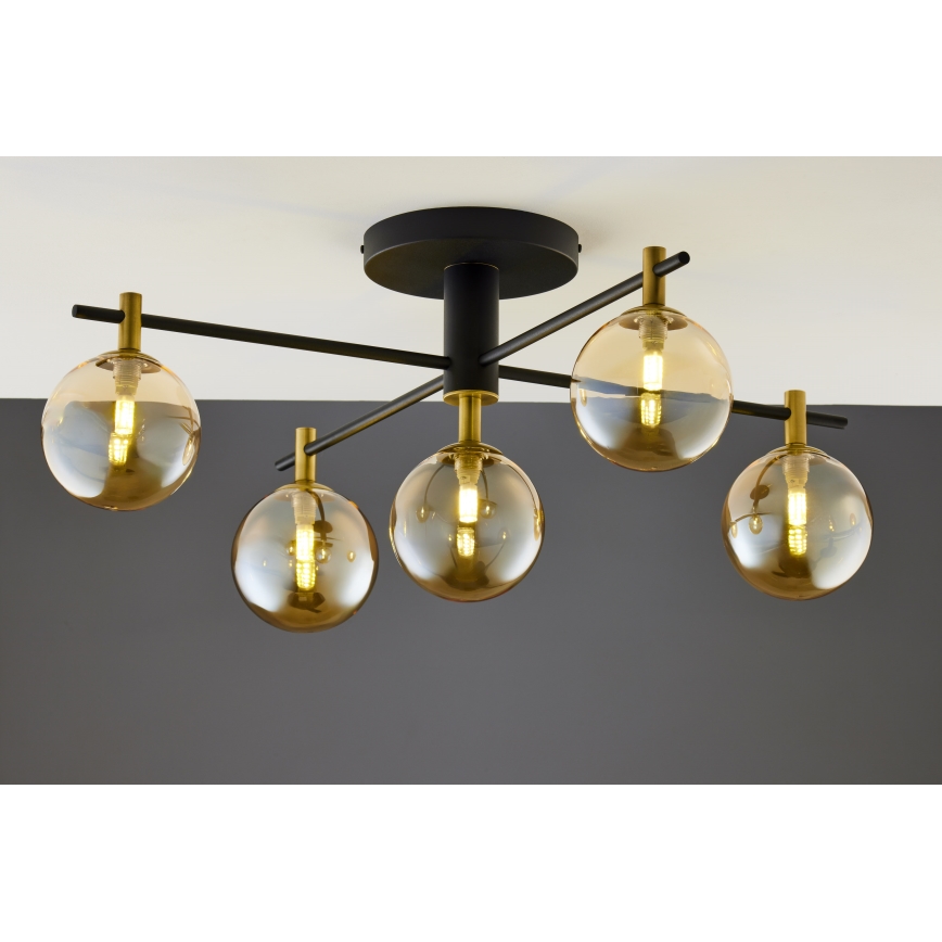 Jupiter 2032 - Surface-mounted chandelier FIGARO 5xG9/10W/230V black/gold/beige
