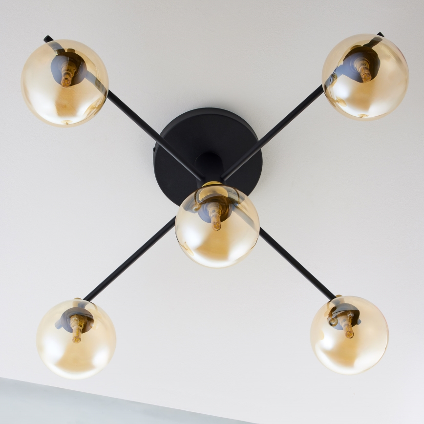 Jupiter 2032 - Surface-mounted chandelier FIGARO 5xG9/10W/230V black/gold/beige