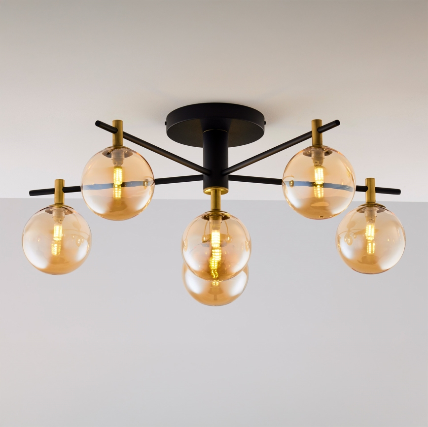 Jupiter 2033 - Surface-mounted chandelier FIGARO 6xG9/10W/230V black/gold/beige