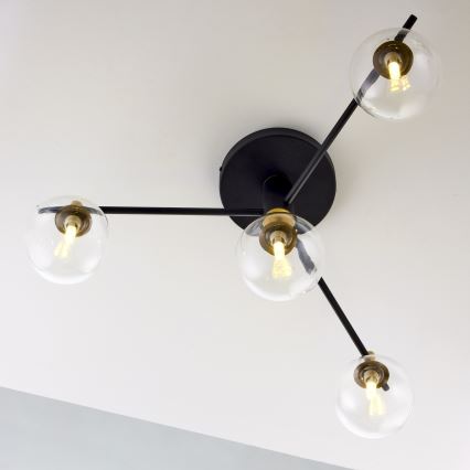 Jupiter 2034 - Surface-mounted chandelier FIGARO 4xG9/10W/230V black/gold/beige/clear