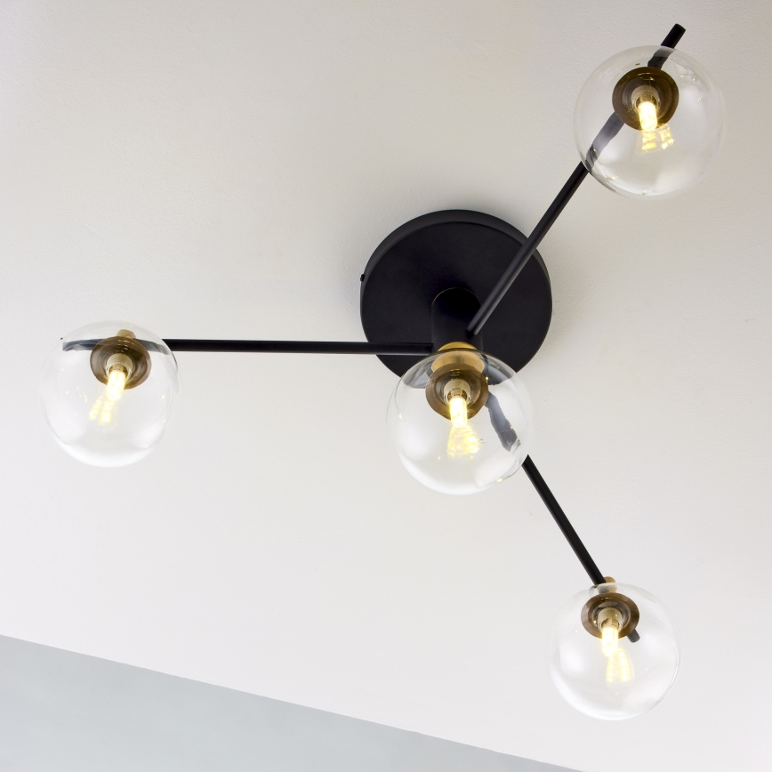 Jupiter 2034 - Surface-mounted chandelier FIGARO 4xG9/10W/230V black/gold/beige/clear