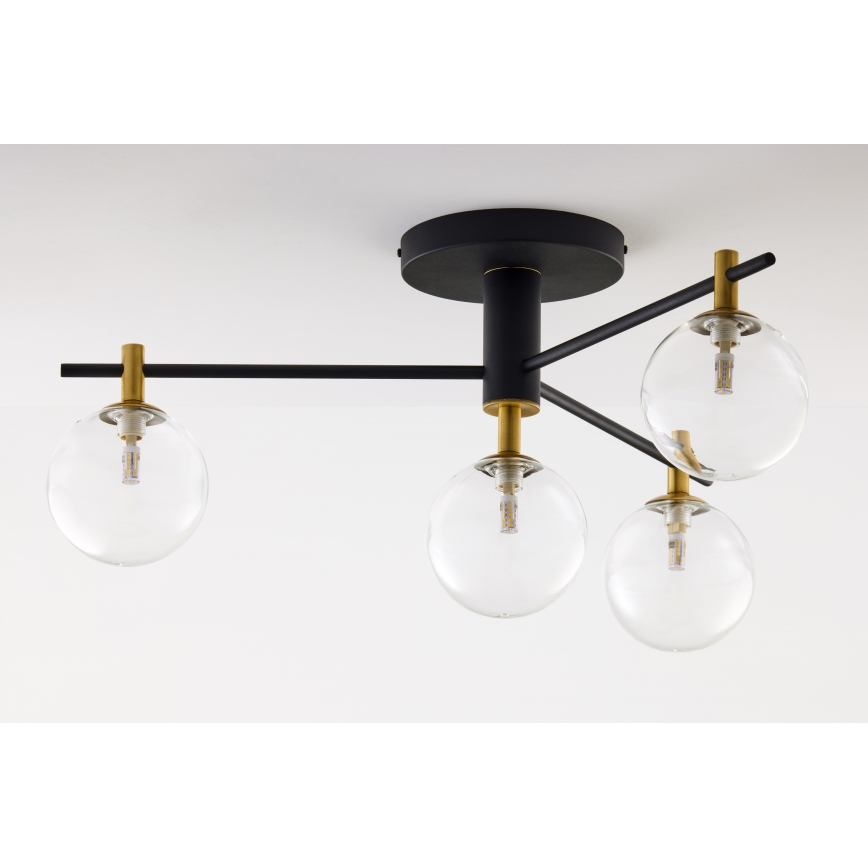 Jupiter 2034 - Surface-mounted chandelier FIGARO 4xG9/10W/230V black/gold/beige/clear