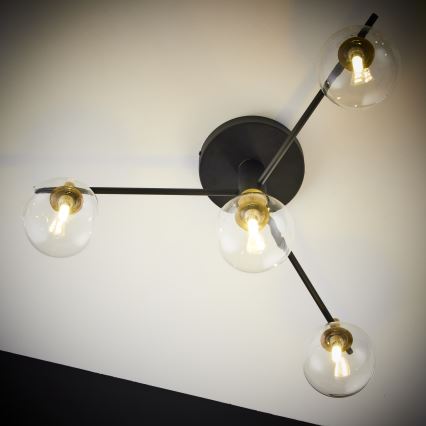 Jupiter 2034 - Surface-mounted chandelier FIGARO 4xG9/10W/230V black/gold/beige/clear