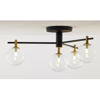 Jupiter 2034 - Surface-mounted chandelier FIGARO 4xG9/10W/230V black/gold/beige/clear