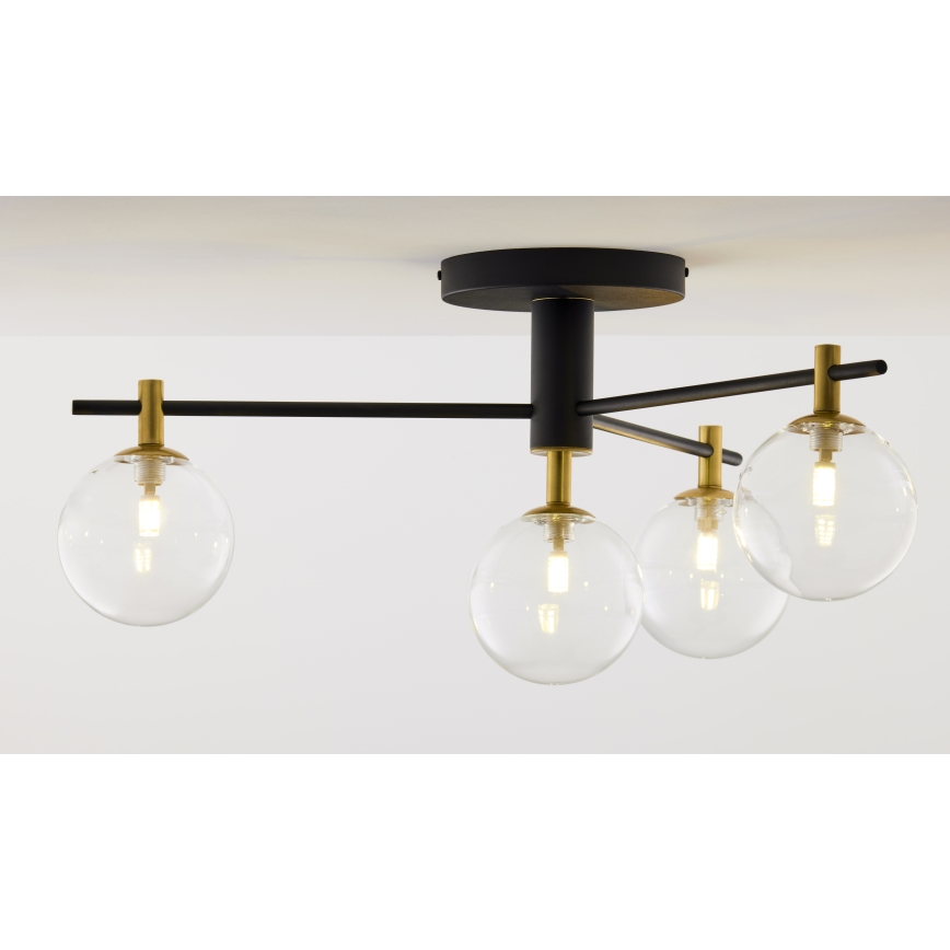 Jupiter 2034 - Surface-mounted chandelier FIGARO 4xG9/10W/230V black/gold/beige/clear