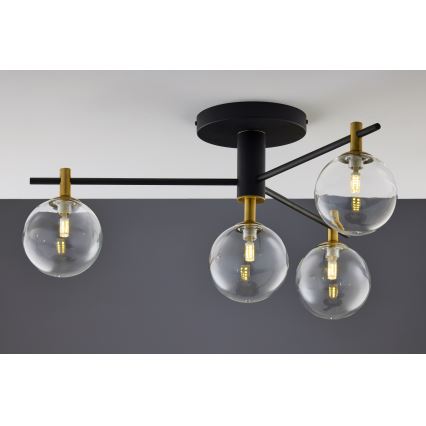 Jupiter 2034 - Surface-mounted chandelier FIGARO 4xG9/10W/230V black/gold/beige/clear