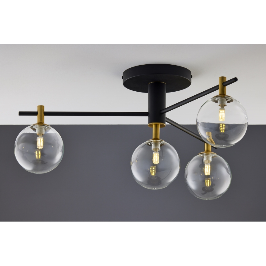 Jupiter 2034 - Surface-mounted chandelier FIGARO 4xG9/10W/230V black/gold/beige/clear