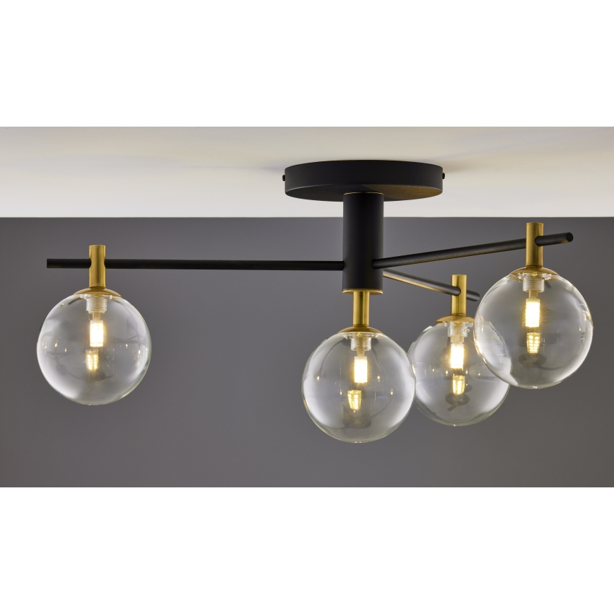 Jupiter 2034 - Surface-mounted chandelier FIGARO 4xG9/10W/230V black/gold/beige/clear