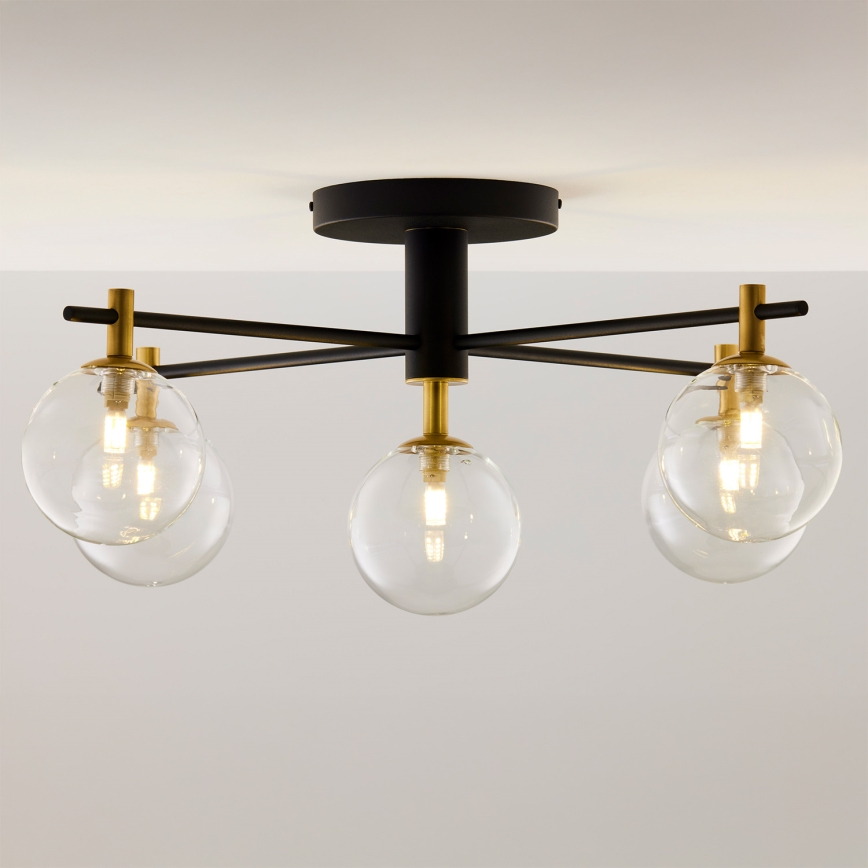 Jupiter 2035 - Surface-mounted chandelier FIGARO 5xG9/10W/230V black/gold/beige/clear