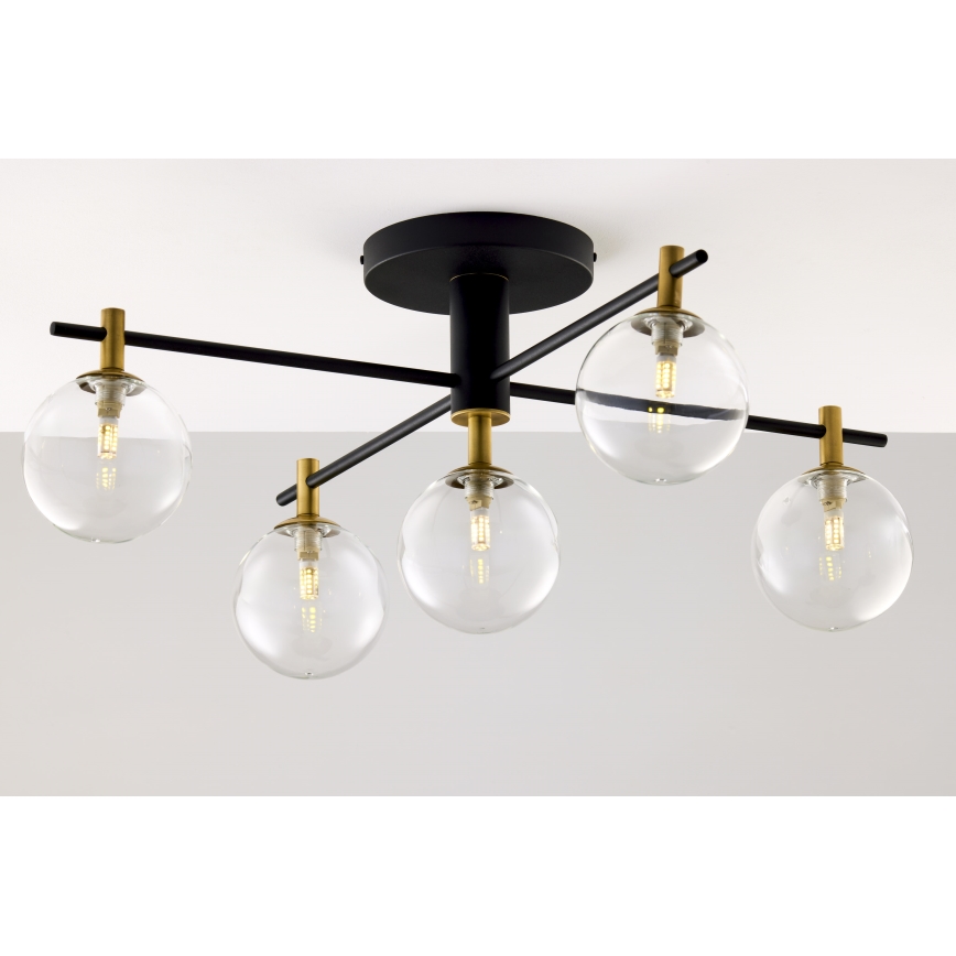 Jupiter 2035 - Surface-mounted chandelier FIGARO 5xG9/10W/230V black/gold/beige/clear