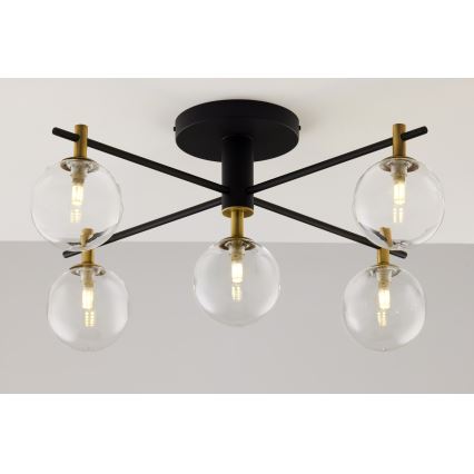 Jupiter 2035 - Surface-mounted chandelier FIGARO 5xG9/10W/230V black/gold/beige/clear