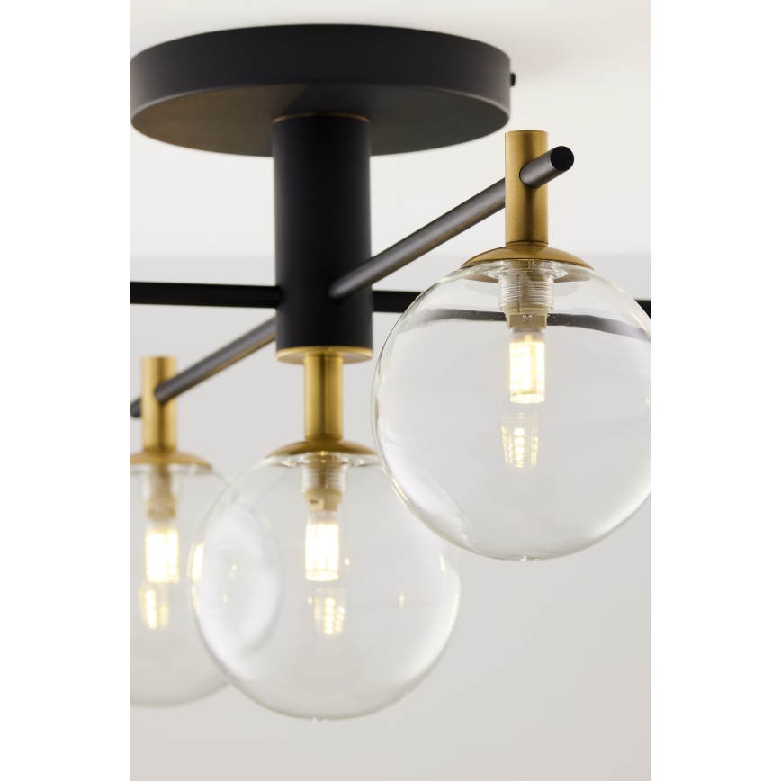 Jupiter 2035 - Surface-mounted chandelier FIGARO 5xG9/10W/230V black/gold/beige/clear