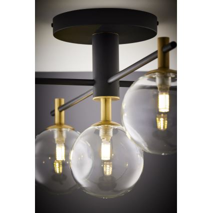 Jupiter 2035 - Surface-mounted chandelier FIGARO 5xG9/10W/230V black/gold/beige/clear