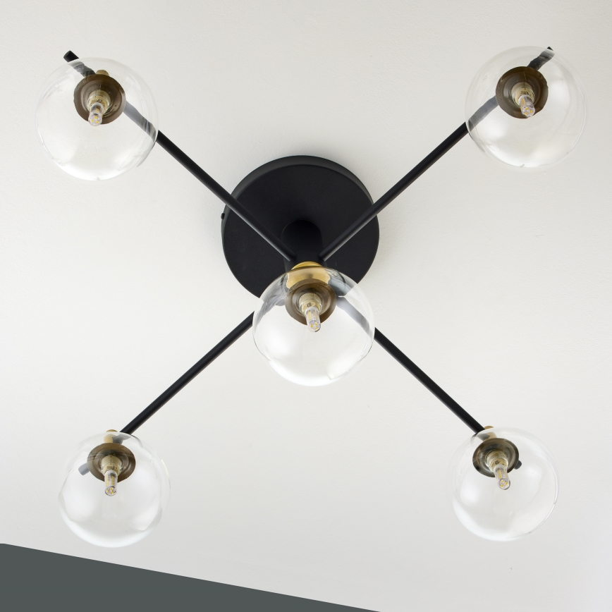 Jupiter 2035 - Surface-mounted chandelier FIGARO 5xG9/10W/230V black/gold/beige/clear
