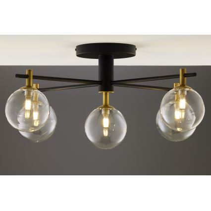 Jupiter 2035 - Surface-mounted chandelier FIGARO 5xG9/10W/230V black/gold/beige/clear