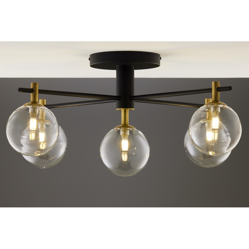 Jupiter 2035 - Surface-mounted chandelier FIGARO 5xG9/10W/230V black/gold/beige/clear