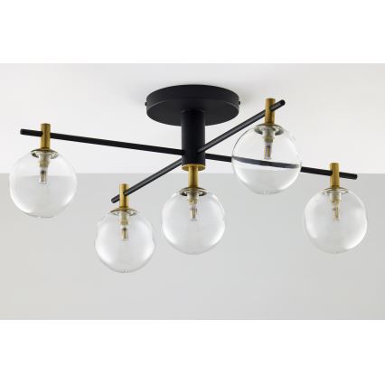 Jupiter 2035 - Surface-mounted chandelier FIGARO 5xG9/10W/230V black/gold/beige/clear