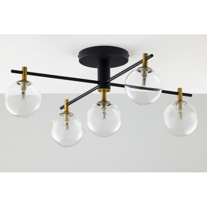 Jupiter 2035 - Surface-mounted chandelier FIGARO 5xG9/10W/230V black/gold/beige/clear