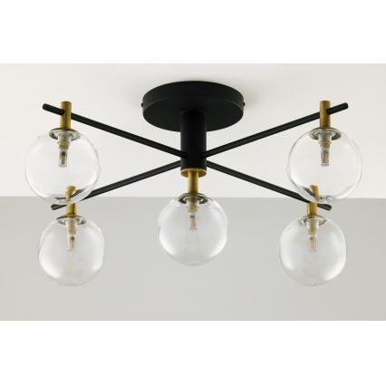 Jupiter 2035 - Surface-mounted chandelier FIGARO 5xG9/10W/230V black/gold/beige/clear