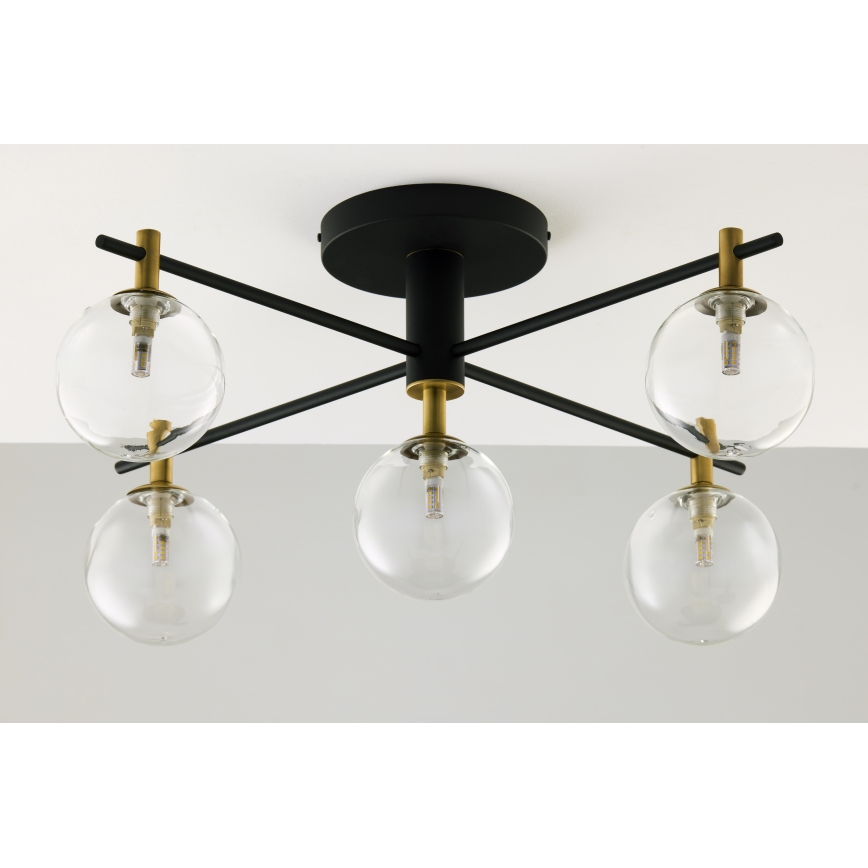 Jupiter 2035 - Surface-mounted chandelier FIGARO 5xG9/10W/230V black/gold/beige/clear