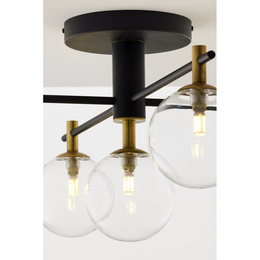 Jupiter 2035 - Surface-mounted chandelier FIGARO 5xG9/10W/230V black/gold/beige/clear
