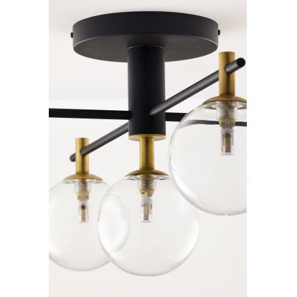 Jupiter 2035 - Surface-mounted chandelier FIGARO 5xG9/10W/230V black/gold/beige/clear