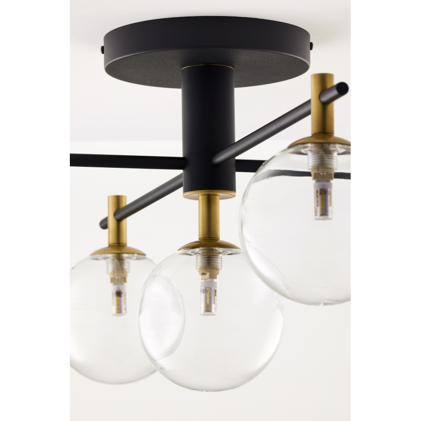 Jupiter 2035 - Surface-mounted chandelier FIGARO 5xG9/10W/230V black/gold/beige/clear