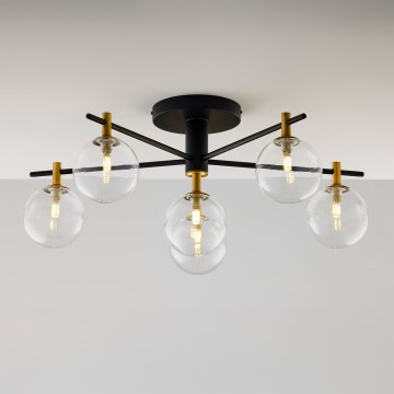 Jupiter 2036 - Surface-mounted chandelier FIGARO 6xG9/10W/230V black/gold/beige/clear