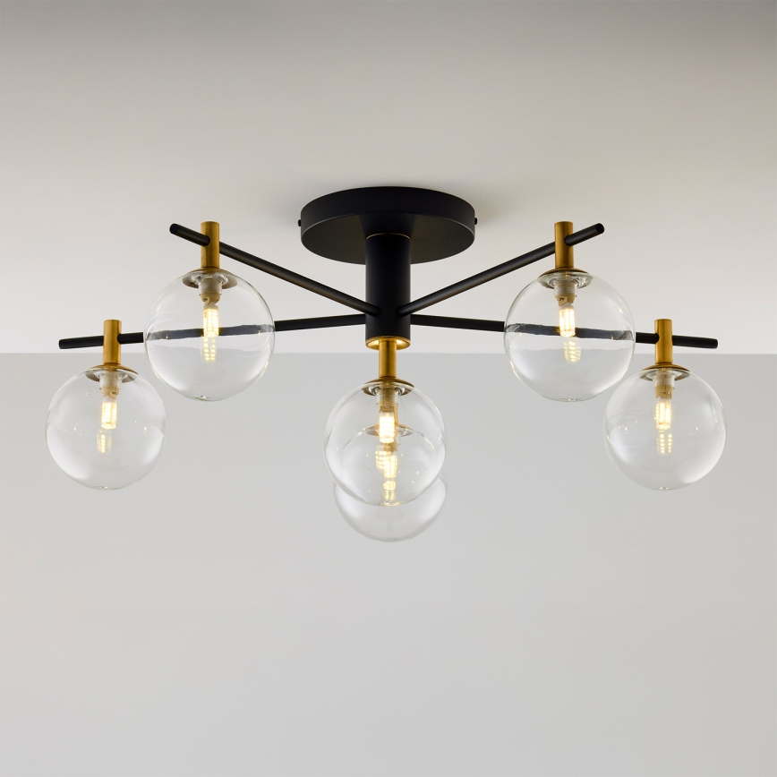 Jupiter 2036 - Surface-mounted chandelier FIGARO 6xG9/10W/230V black/gold/beige/clear