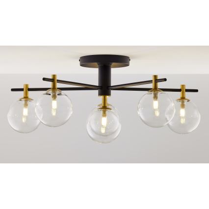 Jupiter 2036 - Surface-mounted chandelier FIGARO 6xG9/10W/230V black/gold/beige/clear