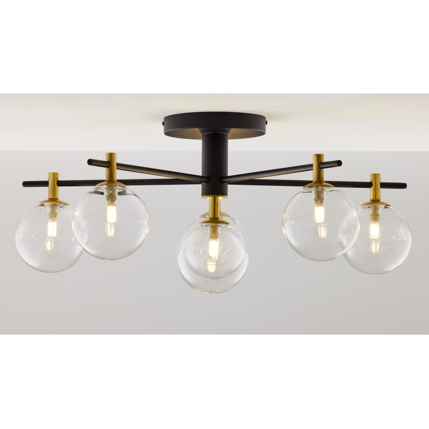 Jupiter 2036 - Surface-mounted chandelier FIGARO 6xG9/10W/230V black/gold/beige/clear