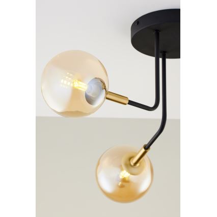 Jupiter 2037 - Chandelier on a pole BURANO 3xG9/10W/230V black/gold/beige