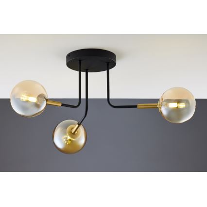 Jupiter 2037 - Chandelier on a pole BURANO 3xG9/10W/230V black/gold/beige