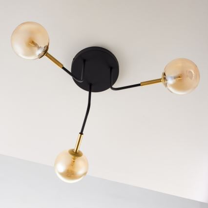 Jupiter 2037 - Chandelier on a pole BURANO 3xG9/10W/230V black/gold/beige