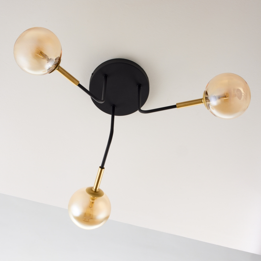 Jupiter 2037 - Chandelier on a pole BURANO 3xG9/10W/230V black/gold/beige