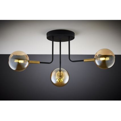 Jupiter 2037 - Chandelier on a pole BURANO 3xG9/10W/230V black/gold/beige