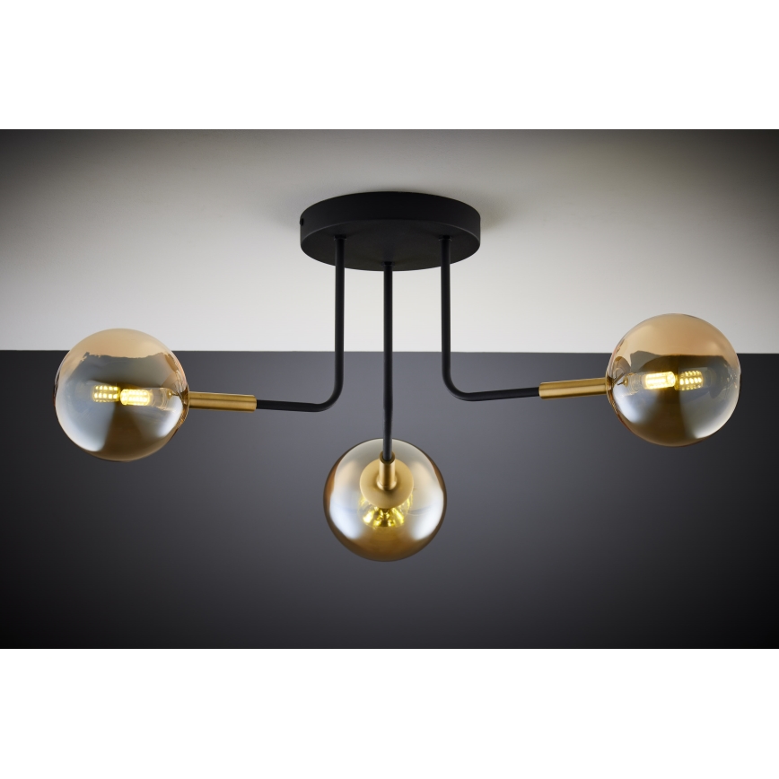 Jupiter 2037 - Chandelier on a pole BURANO 3xG9/10W/230V black/gold/beige