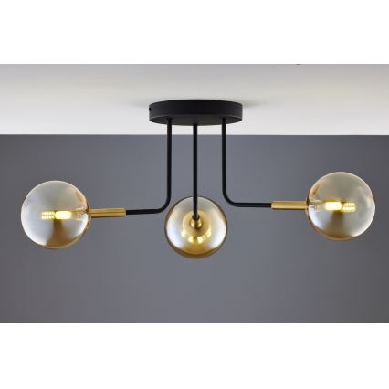 Jupiter 2037 - Chandelier on a pole BURANO 3xG9/10W/230V black/gold/beige