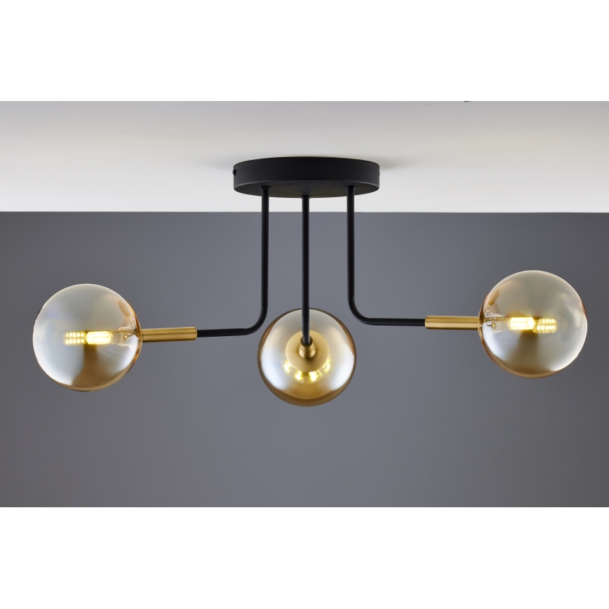 Jupiter 2037 - Chandelier on a pole BURANO 3xG9/10W/230V black/gold/beige