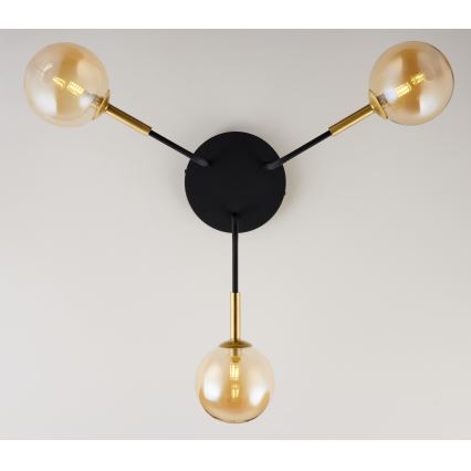 Jupiter 2037 - Chandelier on a pole BURANO 3xG9/10W/230V black/gold/beige