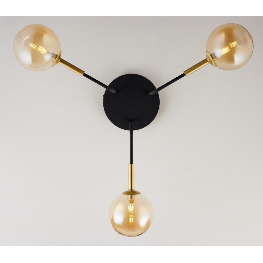 Jupiter 2037 - Chandelier on a pole BURANO 3xG9/10W/230V black/gold/beige