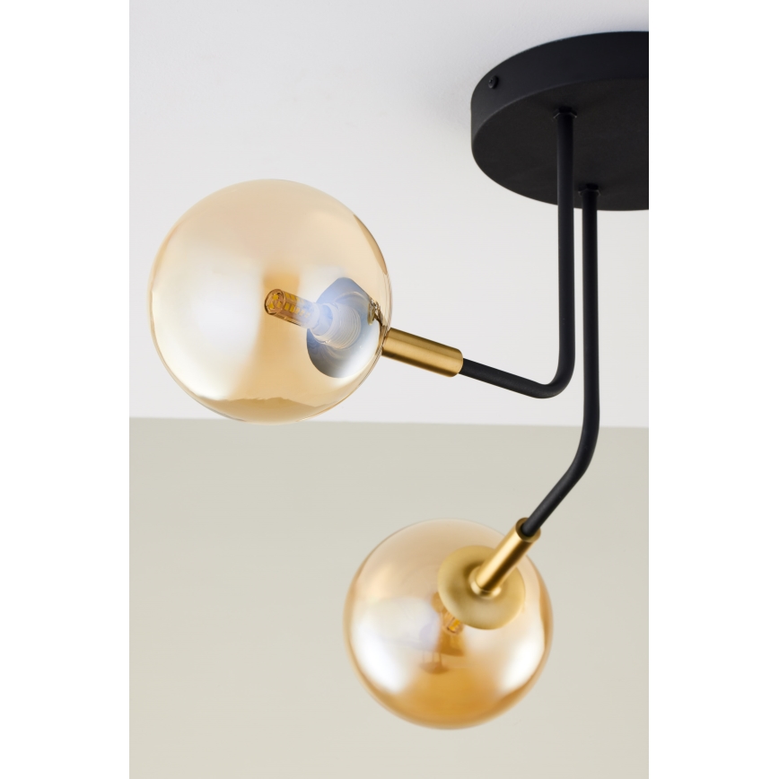 Jupiter 2037 - Chandelier on a pole BURANO 3xG9/10W/230V black/gold/beige