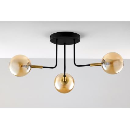 Jupiter 2037 - Chandelier on a pole BURANO 3xG9/10W/230V black/gold/beige