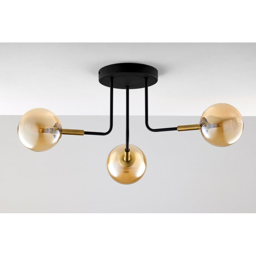 Jupiter 2037 - Chandelier on a pole BURANO 3xG9/10W/230V black/gold/beige