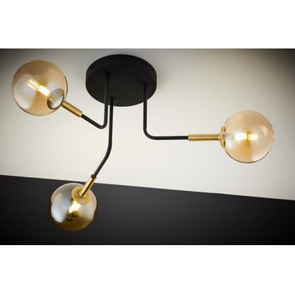 Jupiter 2037 - Chandelier on a pole BURANO 3xG9/10W/230V black/gold/beige