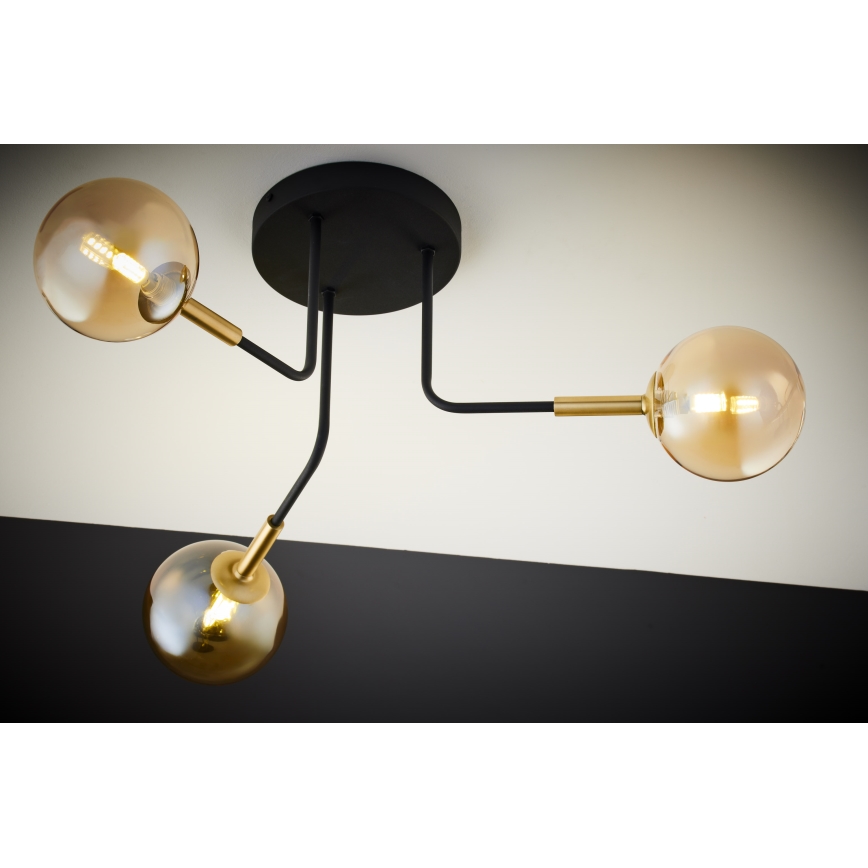 Jupiter 2037 - Chandelier on a pole BURANO 3xG9/10W/230V black/gold/beige