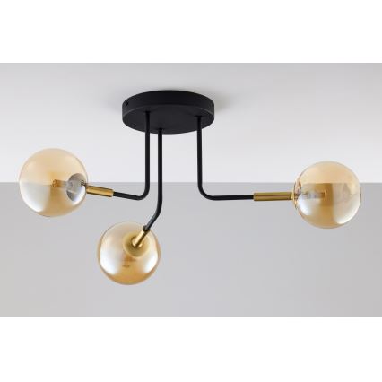 Jupiter 2037 - Chandelier on a pole BURANO 3xG9/10W/230V black/gold/beige