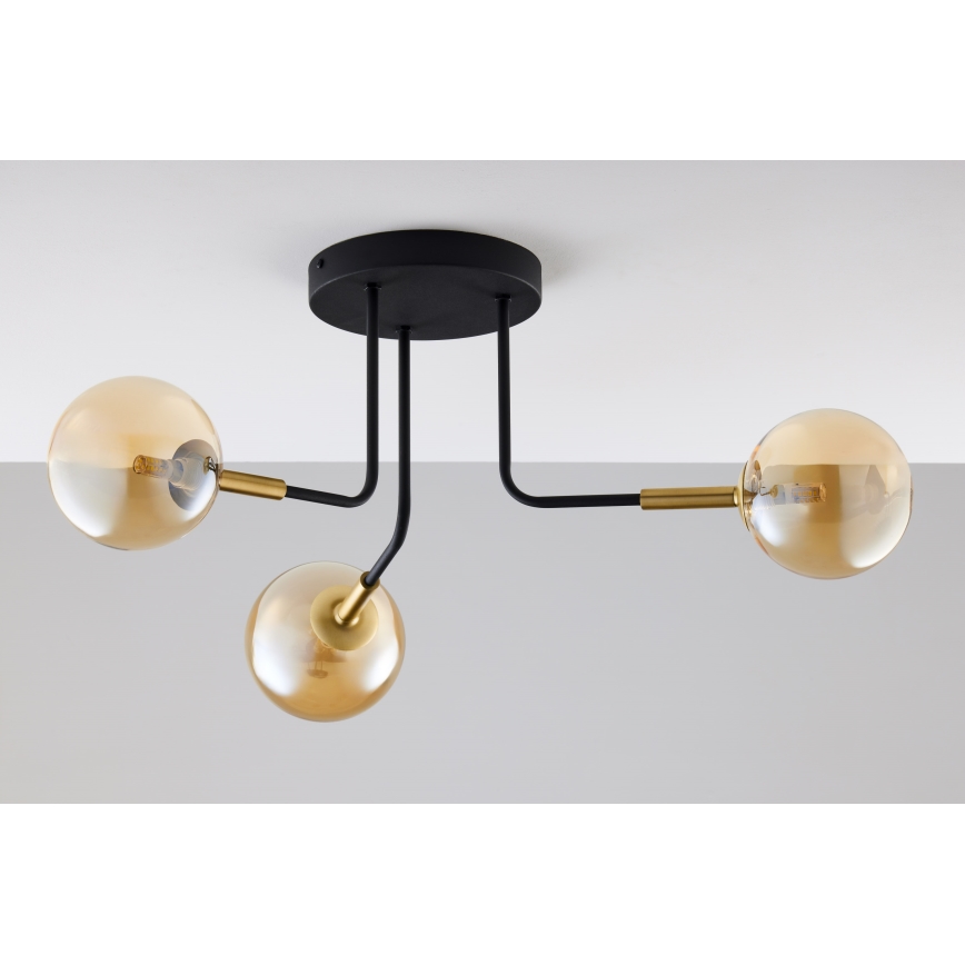 Jupiter 2037 - Chandelier on a pole BURANO 3xG9/10W/230V black/gold/beige