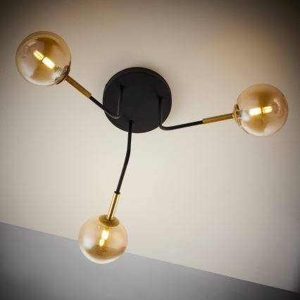 Jupiter 2037 - Chandelier on a pole BURANO 3xG9/10W/230V black/gold/beige